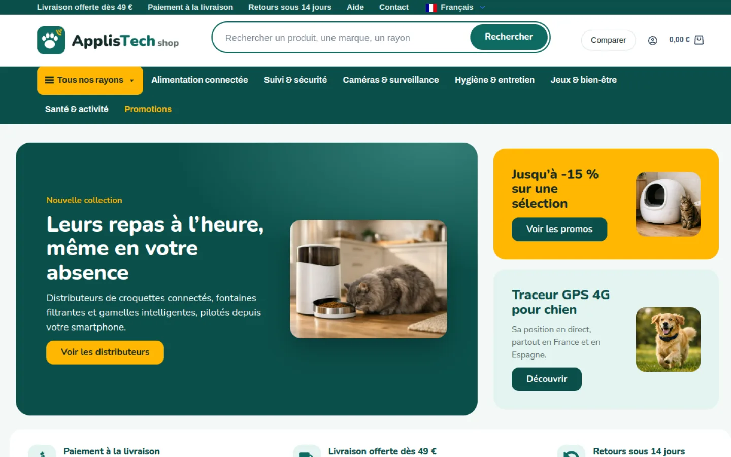 Page d’accueil de la boutique ApplisTech Shop