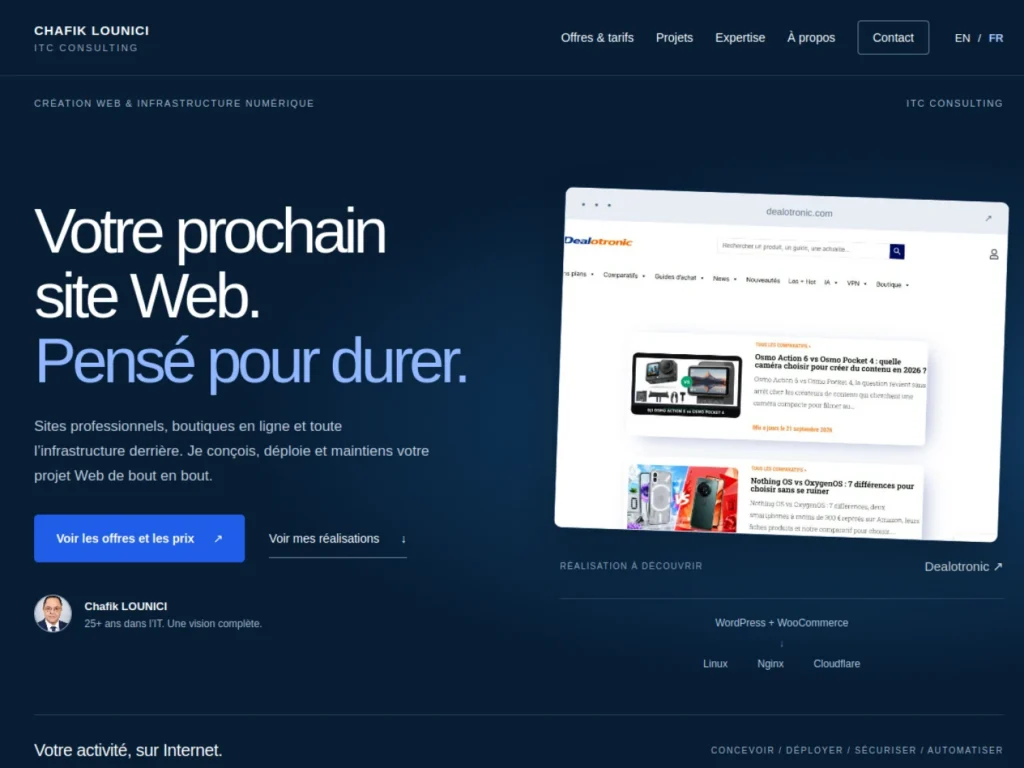 Page d’accueil du portfolio chafiklounici.com